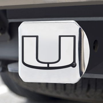 Wholesale-Miami Hitch Cover University of Miami Chrome Emblem on Chrome Hitch 3.4"x4" - "U" Logo SKU: 15082