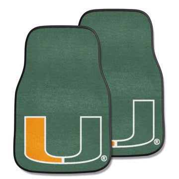 Wholesale-Miami Hurricanes 2-pc Carpet Car Mat Set 17in. x 27in. - 2 Pieces SKU: 5456