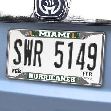 Wholesale-Miami License Plate Frame University of Miami License Plate Frame 6.25"x12.25" - "U" Logo & Wordmark SKU: 14913