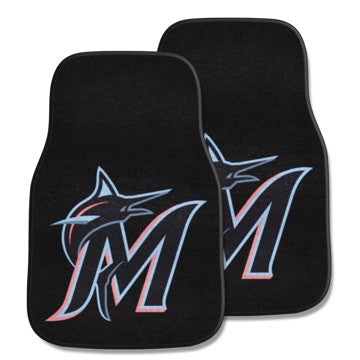 Wholesale-Miami Marlins 2-pc Carpet Car Mat Set MLB Auto Floor Mat - 2 piece Set - 17" x 27" SKU: 6437