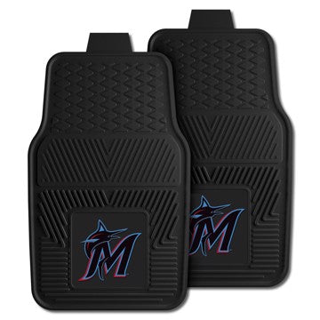 Wholesale-Miami Marlins 2-pc Vinyl Car Mat Set MLB Auto Floor Mat - 2 piece Set - 17" x 27" SKU: 8838