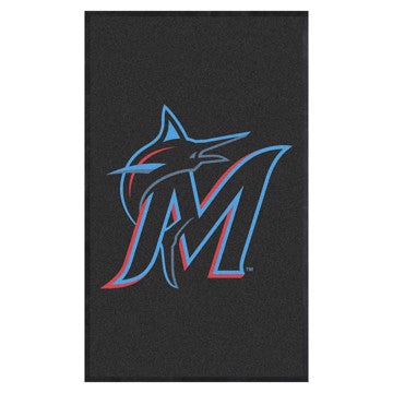 Wholesale-Miami Marlins 3X5 High-Traffic Mat with Durable Rubber Backing MLB Commercial Mat - Portrait Orientation - Indoor - 33.5" x 57" SKU: 9840