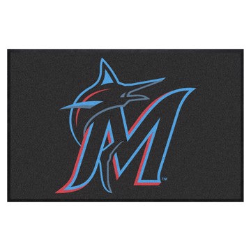 Wholesale-Miami Marlins 4X6 High-Traffic Mat with Durable Rubber Backing MLB Commercial Mat - Landscape Orientation - Indoor - 43" x 67" SKU: 9841