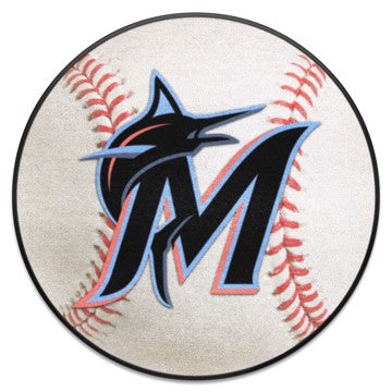 Wholesale-Miami Marlins Baseball Mat MLB Accent Rug - Round - 27" diameter SKU: 6436