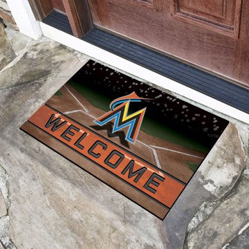 Wholesale-Miami Marlins Crumb Rubber Door Mat MLB Outdoor Door Mat - 18" x 30" SKU: 21923