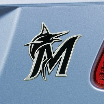 Wholesale-Miami Marlins Emblem - Chrome MLB Exterior Auto Accessory - Chrome Emblem - 2" x 3.2" SKU: 26629