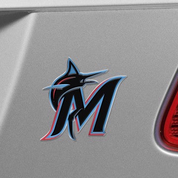 Wholesale-Miami Marlins Heavy Duty Aluminum Embossed Color Emblem MLB Exterior Auto Accessory - Aluminum Color SKU: 60405