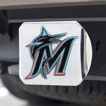 Wholesale-Miami Marlins Hitch Cover MLB Color Emblem on Chrome Hitch - 3.4" x 4" SKU: 26630