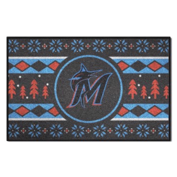 Wholesale-Miami Marlins Holiday Sweater Starter Mat MLB Accent Rug - 19" x 30" SKU: 26403