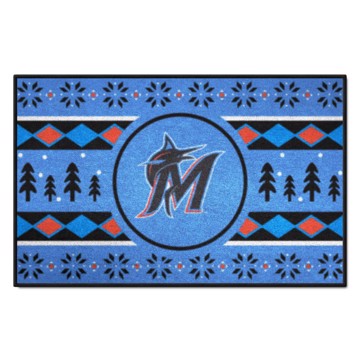 Wholesale-Miami Marlins Holiday Sweater Starter Mat MLB Accent Rug - 19" x 30" SKU: 32775