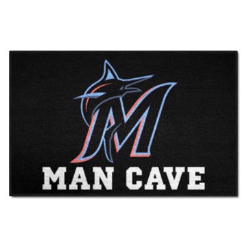 Wholesale-Miami Marlins Man Cave Starter MLB Accent Rug - 19" x 30" SKU: 22427