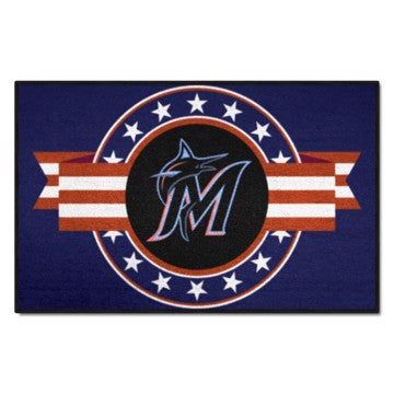 Wholesale-Miami Marlins Starter Mat - MLB Patriotic MLB Accent Rug - 19" x 30" SKU: 18542