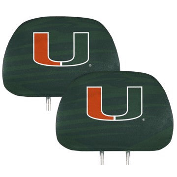 Wholesale-Miami Printed Headrest Cover University of Miami Printed Headrest Cover 14” x 10” - "U" Primary Logo SKU: 62054