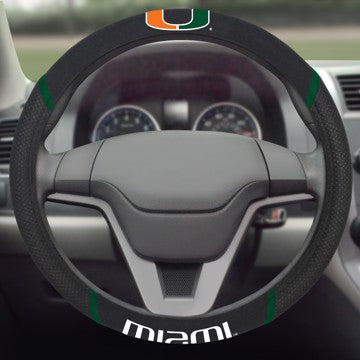 Wholesale-Miami Steering Wheel Cover University of Miami Steering Wheel Cover 15"x15" - "U" Logo & "Miami" Wordmark SKU: 14912