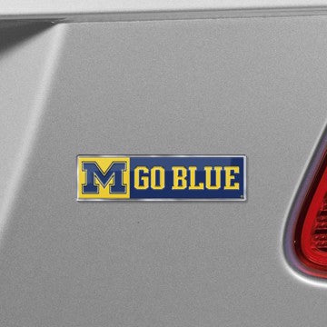 Wholesale-Michigan Embossed Color Emblem 2 University of Michigan Embossed Color Emblem 2 3.25” x 3.25 - "M & 'GO BLUE'" Logo SKU: 60642