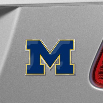 Wholesale-Michigan Embossed Color Emblem University of Michigan Embossed Color Emblem 3.25” x 3.25” - "Block M" Logo - Blue SKU: 60538