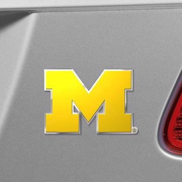 Wholesale-Michigan Embossed Color Emblem University of Michigan Embossed Color Emblem 3.25” x 3.25” - "Block M" Logo - Yellow SKU: 60539