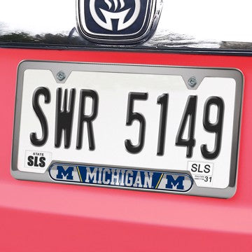 Wholesale-Michigan Embossed License Plate Frame University of Michigan Embossed License Plate Frame 12.25” x 6.25” - Primary Logo and Wordmark SKU: 61985