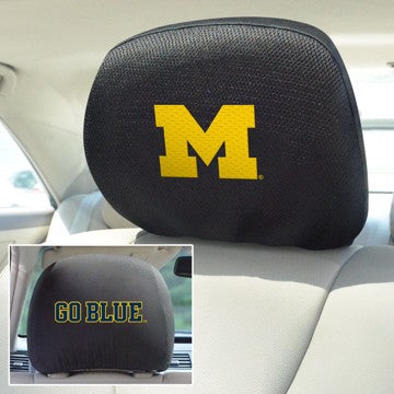 Wholesale-Michigan Headrest Cover Set University of Michigan Headrest Cover Set 10"x13" - "Block M" Logo & Wordmark SKU: 12582