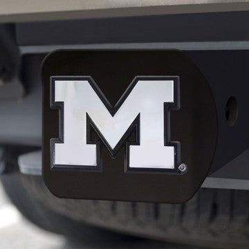 Wholesale-Michigan Hitch Cover University of Michigan Chrome Emblem on Black Hitch 3.4"x4" - 'M' Logo SKU: 21038