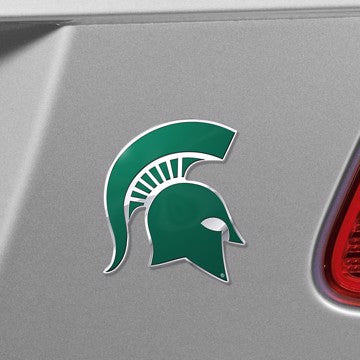 Wholesale-Michigan State Embossed Color Emblem Michigan State University Embossed Color Emblem 3.25” x 3.25” - "Spartan Helmet" Logo SKU: 60540