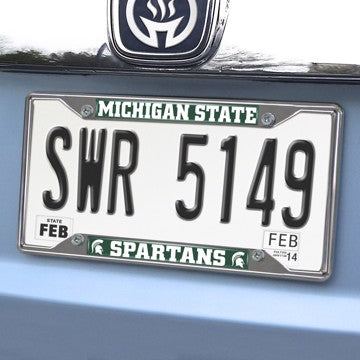 Wholesale-Michigan State License Plate Frame Michigan State University License Plate Frame 6.25"x12.25" - "Spartan Helmet" Logo & Wordmark SKU: 14865