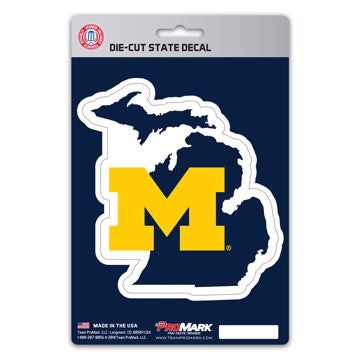 Wholesale-Michigan State Shape Decal University of Michigan State Shape Decal 5” x 6.25” - "Block M" Logo / Shape of Michigan SKU: 61338