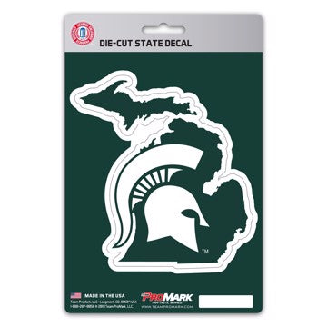 Wholesale-Michigan State State Shape Decal Michigan State University State Shape Decal 5” x 6.25” - "Spartan Helmet" Logo / Shape of Michigan SKU: 61339