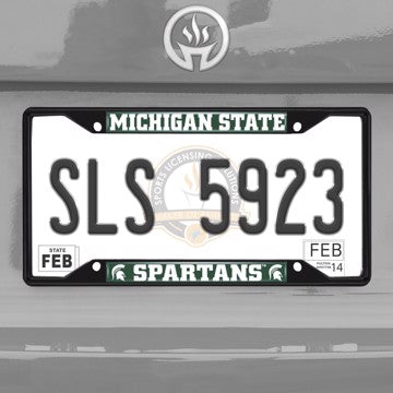 Wholesale-Michigan State University License Plate Frame - Black Michigan State - NCAA - Black Metal License Plate Frame SKU: 31265