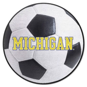 Wholesale-Michigan Wolverines Soccer Ball Mat NCAA Accent Rug - Round - 27" diameter SKU: 36692