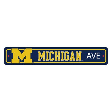 Wholesale-Michigan Wolverines Team Color Street Sign Décor 4in. X 24in. Lightweight SKU: 32246