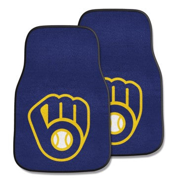 Wholesale-Milwaukee Brewers 2-pc Carpet Car Mat Set MLB Auto Floor Mat - 2 piece Set - 17" x 27" SKU: 6489