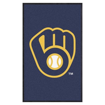 Wholesale-Milwaukee Brewers 3X5 High-Traffic Mat with Durable Rubber Backing MLB Commercial Mat - Portrait Orientation - Indoor - 33.5" x 57" SKU: 9850