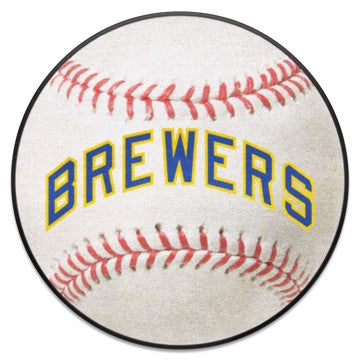 Wholesale-Milwaukee Brewers Baseball Mat - Retro Collection MLB Accent Rug - Round - 27" diameter SKU: 2022
