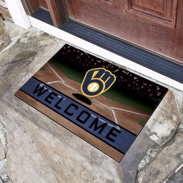 Wholesale-Milwaukee Brewers Crumb Rubber Door Mat MLB Outdoor Door Mat - 18" x 30" SKU: 21924