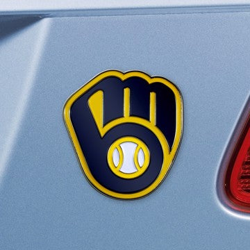 Wholesale-Milwaukee Brewers Emblem - Color MLB Exterior Auto Accessory - Color Emblem - 3.2" x 3" SKU: 26632