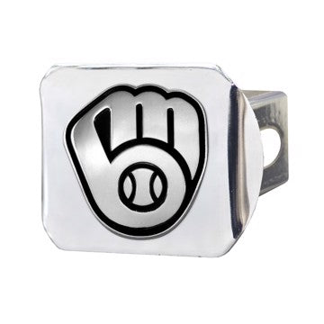 Wholesale-Milwaukee Brewers Hitch Cover MLB Chrome Emblem on Chrome Hitch - 3.4" x 4" SKU: 26633