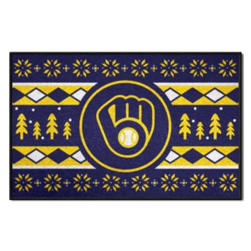 Wholesale-Milwaukee Brewers Holiday Sweater Starter Mat MLB Accent Rug - 19" x 30" SKU: 26404