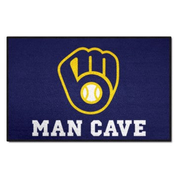 Wholesale-Milwaukee Brewers Man Cave Starter MLB Accent Rug - 19" x 30" SKU: 22431