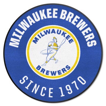 Wholesale-Milwaukee Brewers Roundel Mat - Retro Collection MLB Accent Rug - Round - 27" diameter SKU: 2007