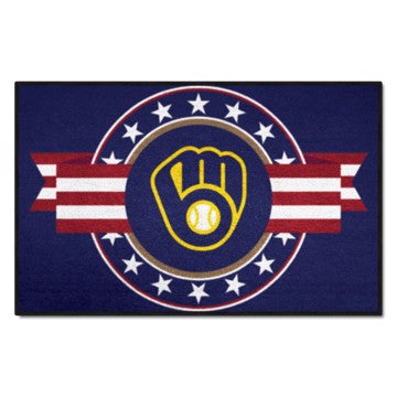 Wholesale-Milwaukee Brewers Starter Mat - MLB Patriotic MLB Accent Rug - 19" x 30" SKU: 18543