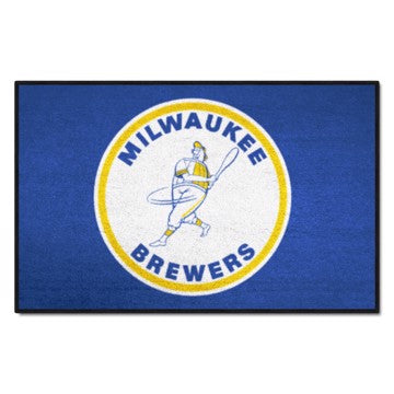 Wholesale-Milwaukee Brewers Starter Mat - Retro Collection MLB Accent Rug - 19" x 30" SKU: 2020
