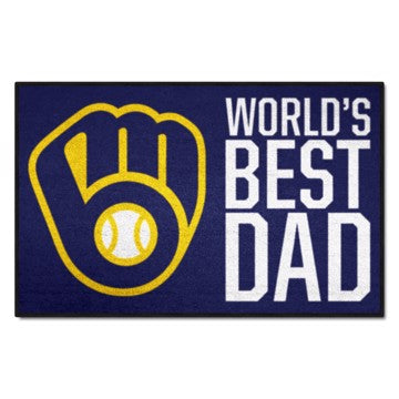 Wholesale-Milwaukee Brewers World's Best Dad Starter Mat MLB Accent Rug - 19" x 30" SKU: 31129