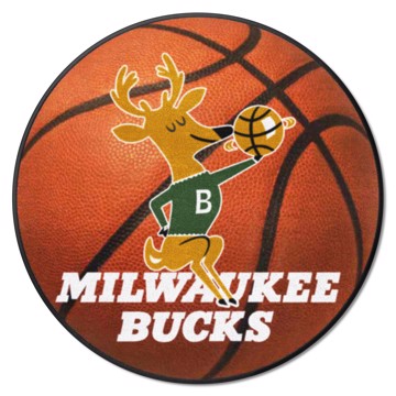 Wholesale-Milwaukee Bucks Basketball Mat - Retro Collection NBA Accent Rug - Round - 27" diameter SKU: 35327