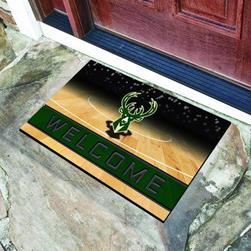 Wholesale-Milwaukee Bucks Crumb Rubber Door Mat NBA Outdoor Door Mat - 18" x 30" SKU: 21956
