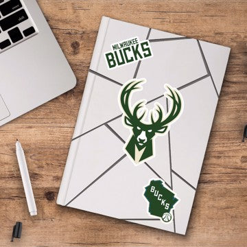 Wholesale-Milwaukee Bucks Decal 3-pk NBA 3 Piece - 5” x 6.25” (total) SKU: 63241