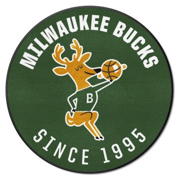 Wholesale-Milwaukee Bucks Roundel Mat - Retro Collection NBA Accent Rug - Round - 27" diameter SKU: 35323