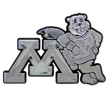 Wholesale-Minnesota Molded Chrome Emblem University of Minnesota Molded Chrome Emblem 3.25” x 3.25 - "Block M & Gopher" Alternate Logo SKU: 60357