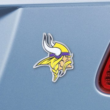Wholesale-Minnesota Vikings Emblem - Chrome NFL Exterior Auto Accessory - Color Emblem - 3.2" x 3" SKU: 22581
