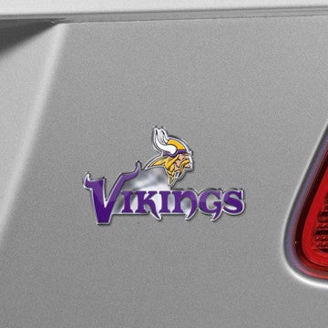 Wholesale-Minnesota Vikings Embossed Color Emblem 2 NFL Exterior Auto Accessory - Aluminum Color SKU: 60604